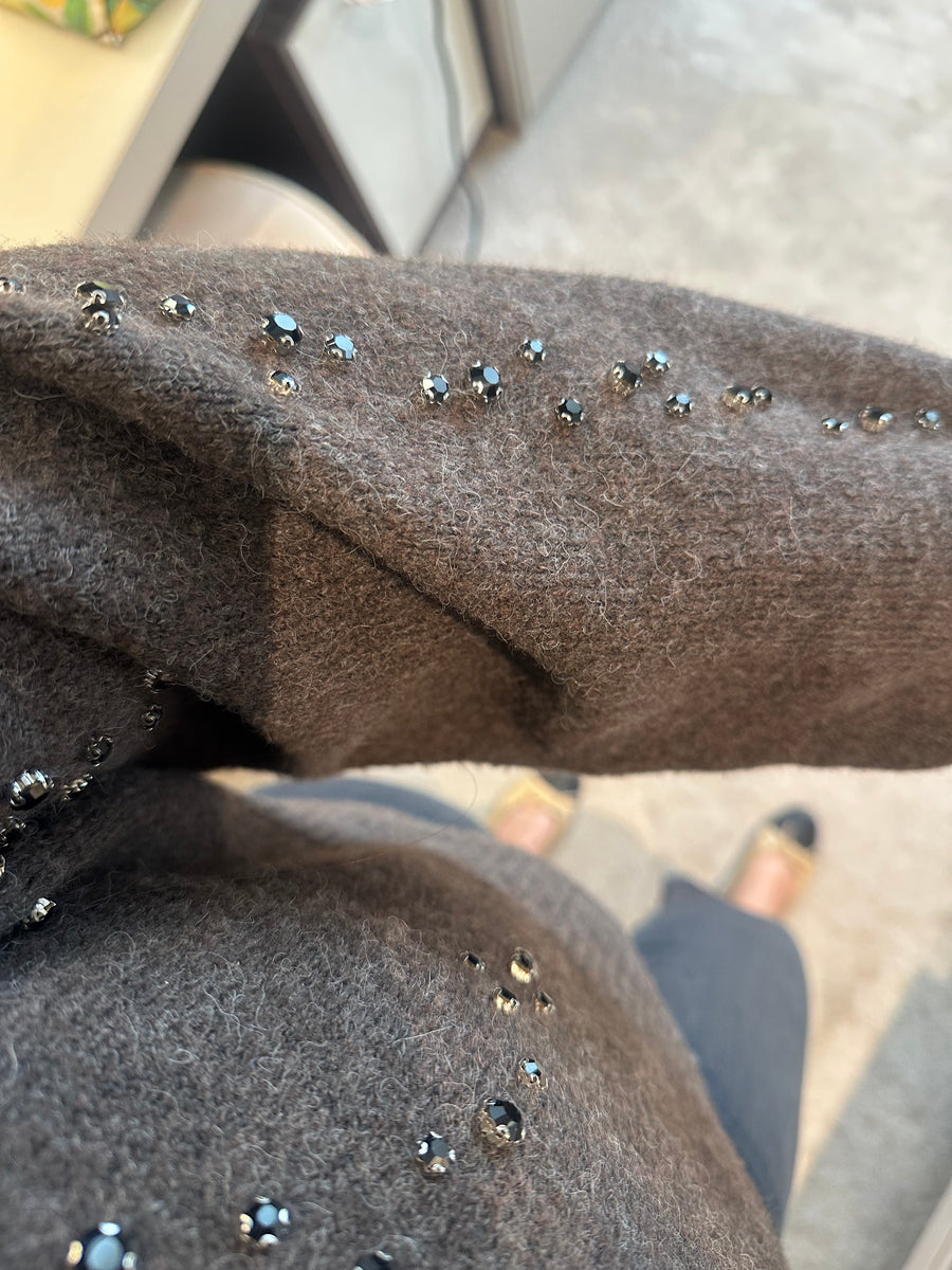 Embellished polo sweater