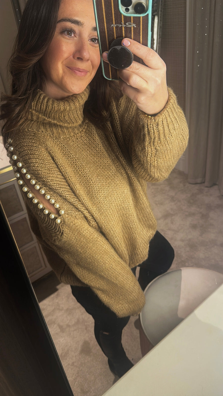 Pearl shoulder sweater