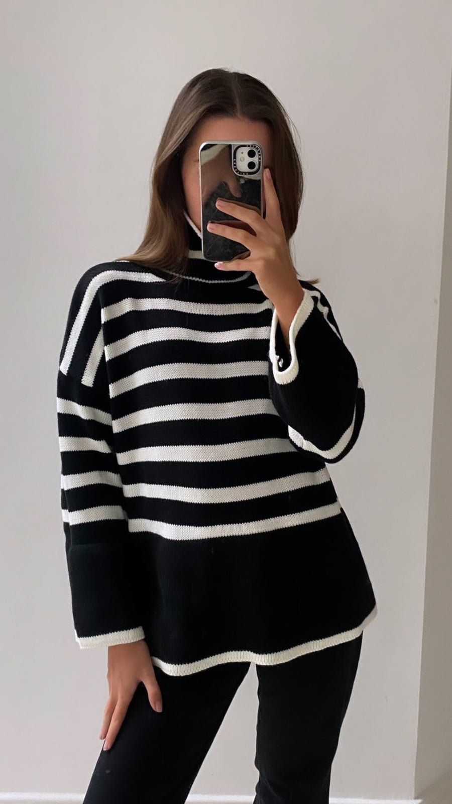 Jessica stripe polo neck