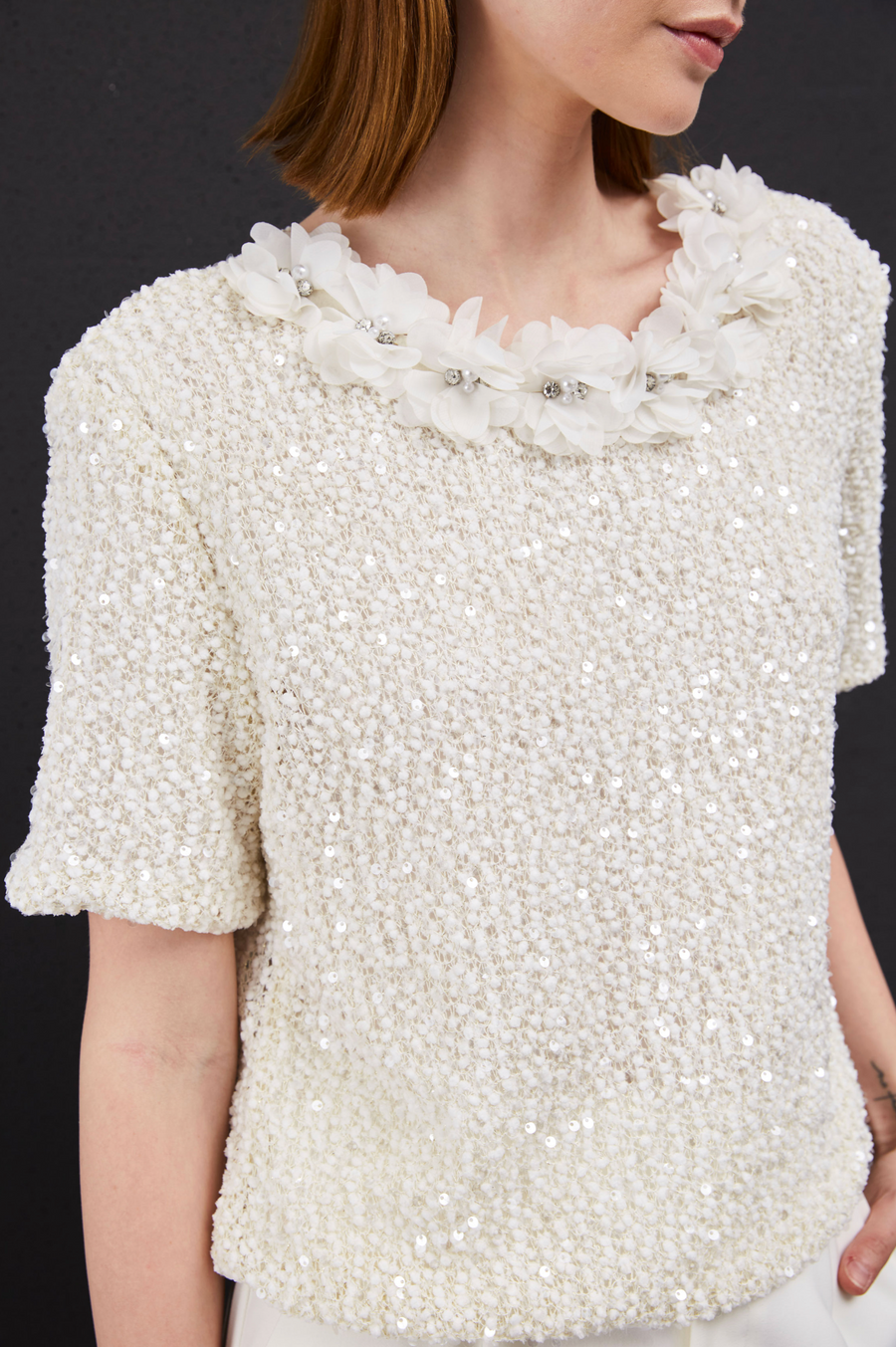 Embellished flower top