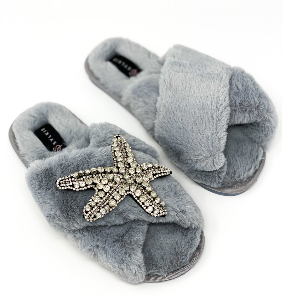 Silver Starfish Cross Slipper Grey