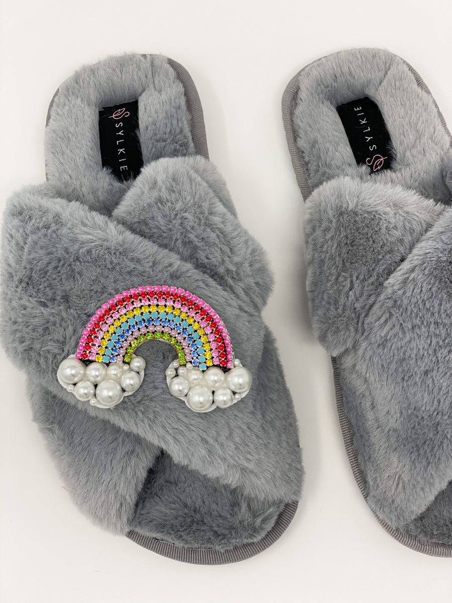 Rainbow Cross Slipper Grey