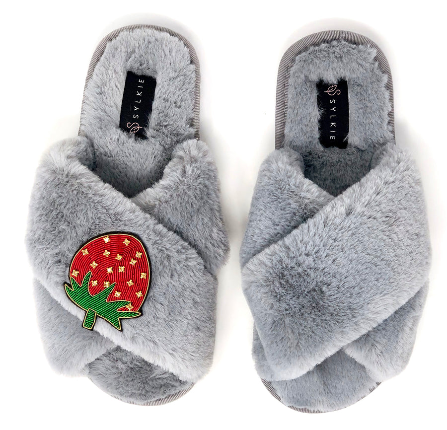 Strawberry Cross Slipper Grey