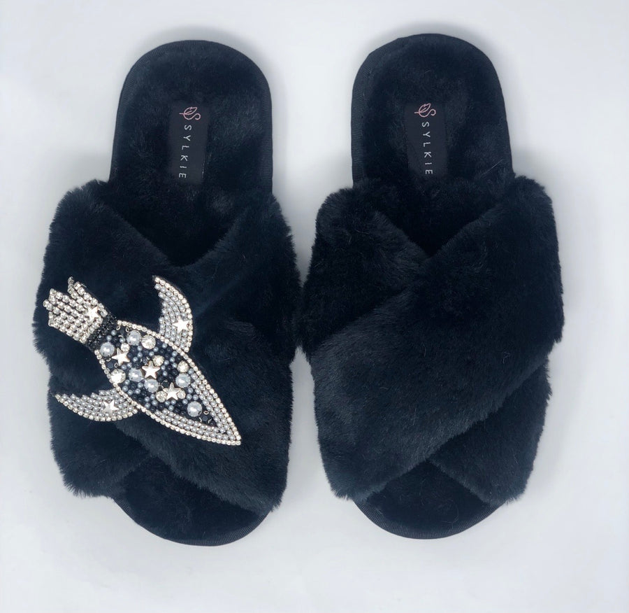 The Rocket Cross Slipper Black